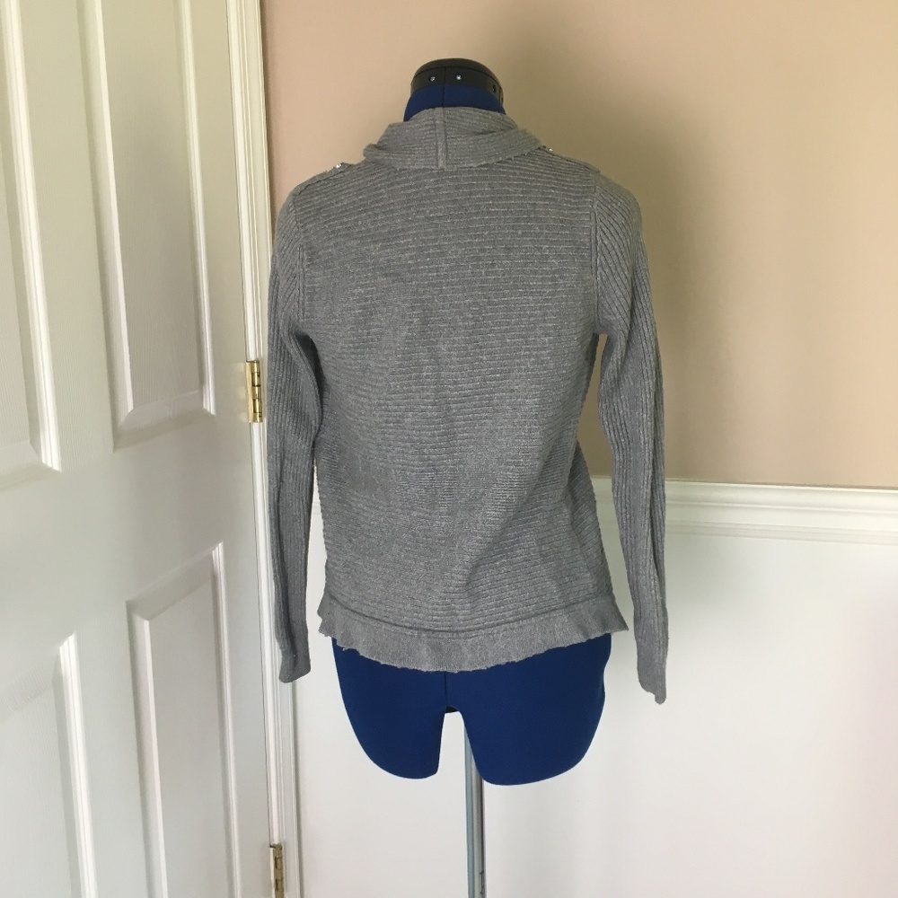 Whbm Womens S Grey Cardigan Open Front Wool Blend - image 2